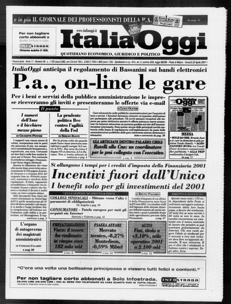 Italia oggi : quotidiano di economia finanza e politica